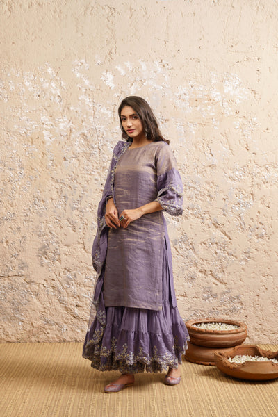 Lavender Kurta With Sharara And Dupatta - Naaz By Noor