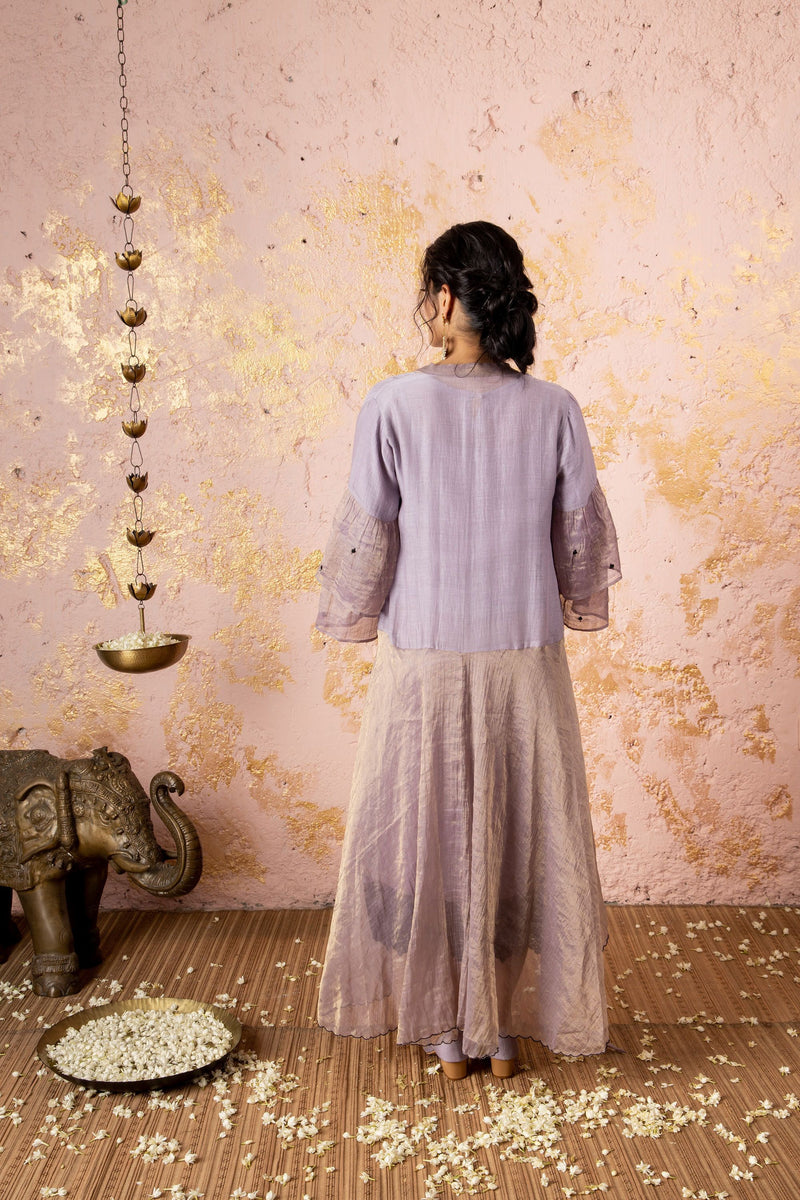 Lavender Tunic With Overlay - Naaz By Noor