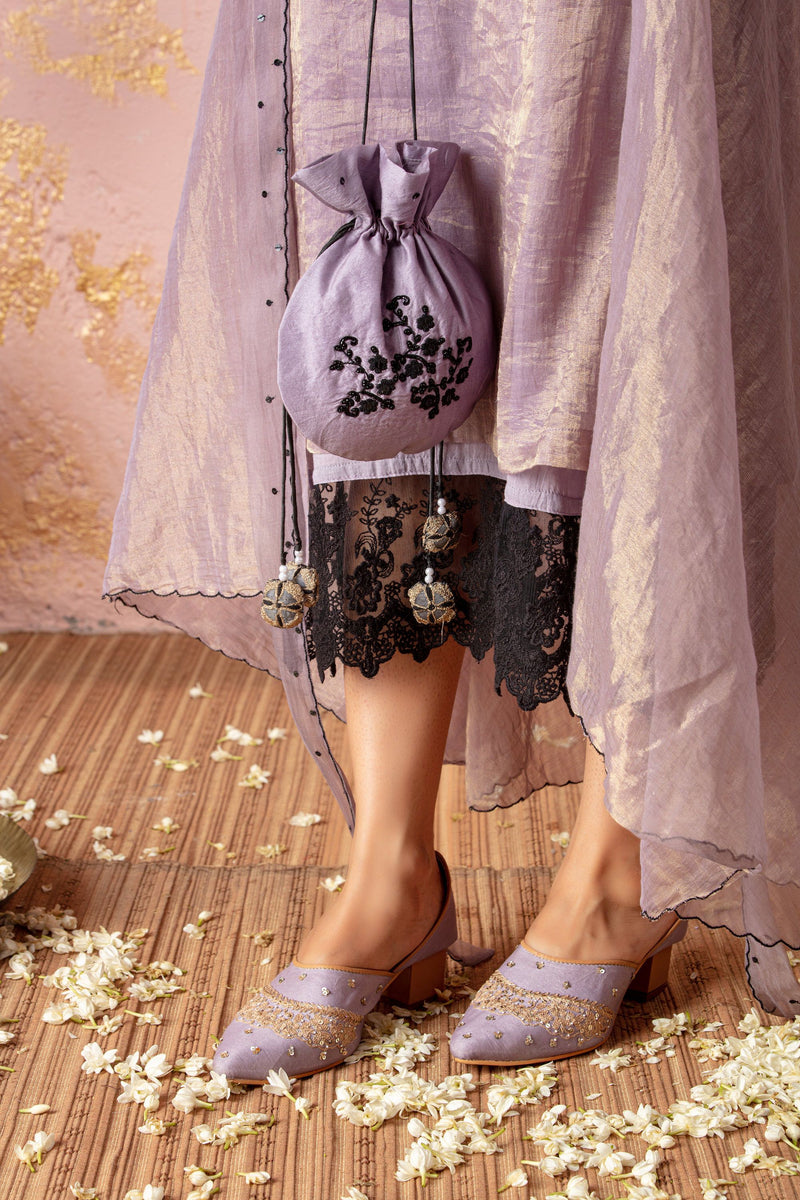 Lavender Tunic With Overlay - Naaz By Noor