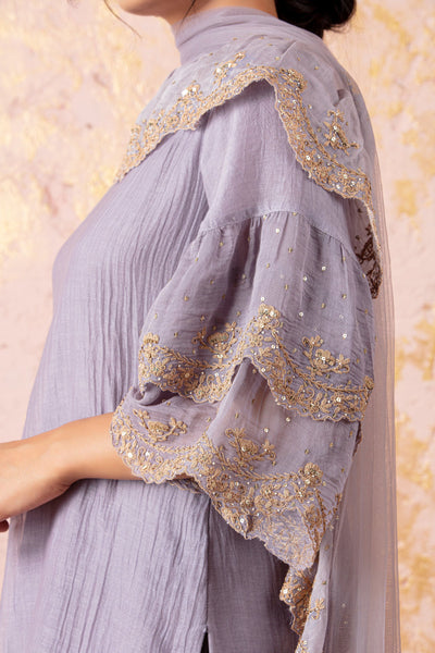 Lilac Kurta With Sharara With Dupatta - Naaz By Noor