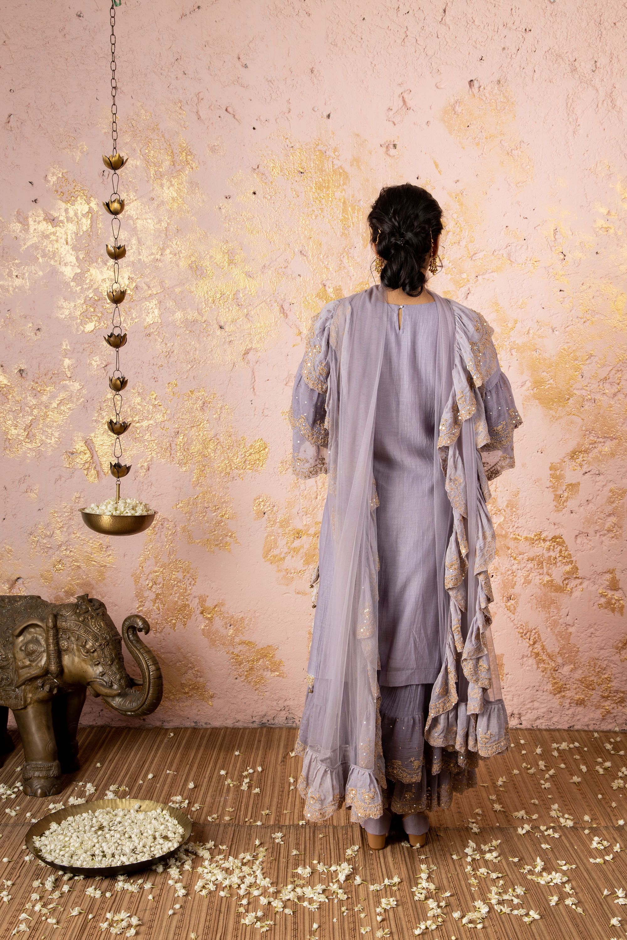 Lilac Kurta With Sharara With Dupatta - Naaz By Noor