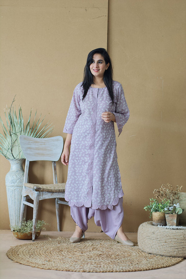 LILAC MUSK KURTA WITH DHOTI PANTS - Naaz By Noor