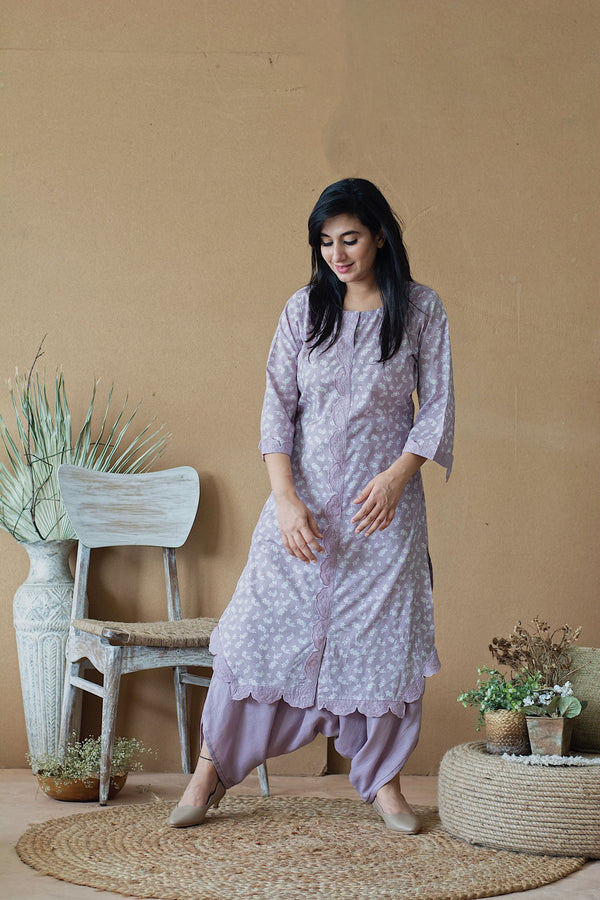 LILAC MUSK KURTA WITH DHOTI PANTS - Naaz By Noor