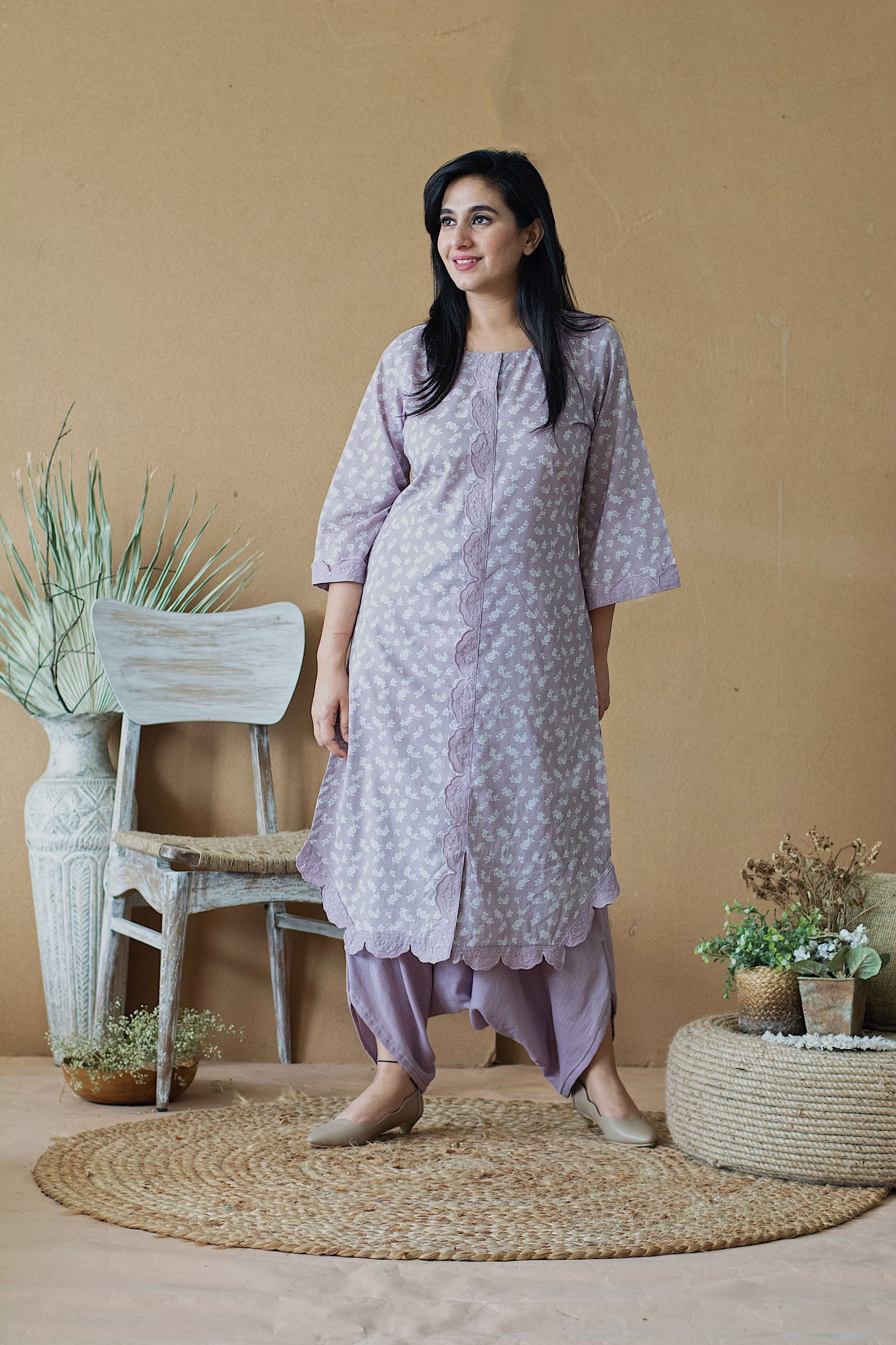 LILAC MUSK KURTA WITH DHOTI PANTS - Naaz By Noor