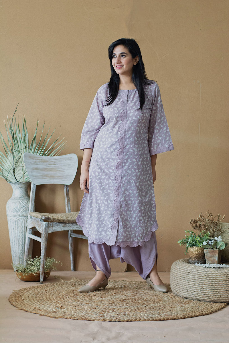 LILAC MUSK KURTA WITH DHOTI PANTS - Naaz By Noor