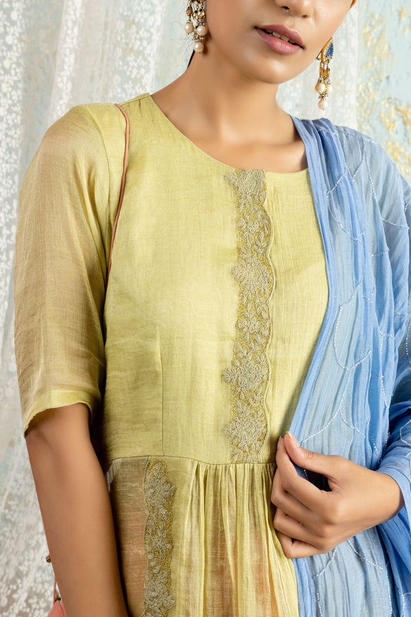 Lime Kurta With Sharara And Dupatta - Naaz By Noor