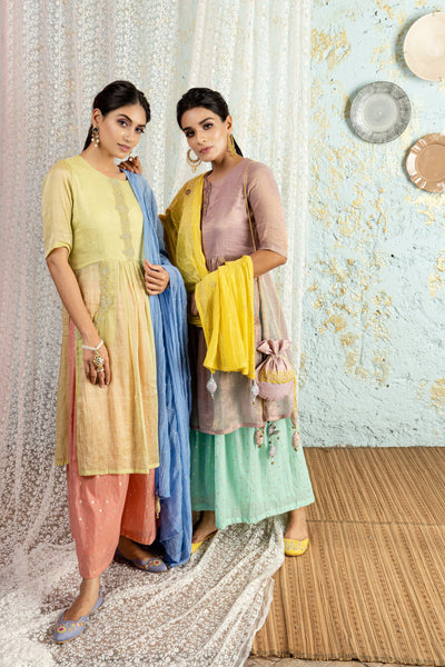 Lime Kurta With Sharara And Dupatta - Naaz By Noor