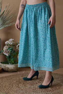 BLUE POPPY PRINTED LOOSE PLAZZO - Naaz By Noor