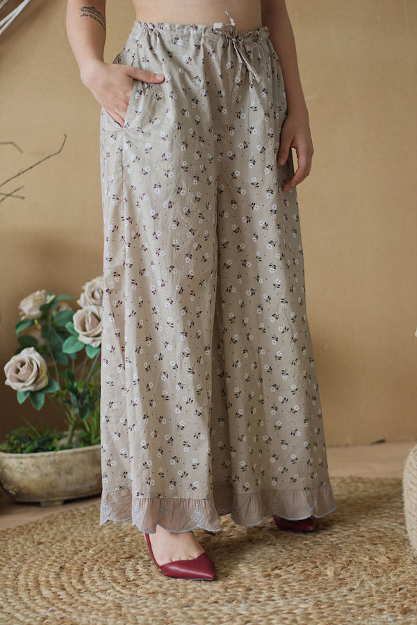 CAPPUCCINO PRINTED PLAZZO - Naaz By Noor