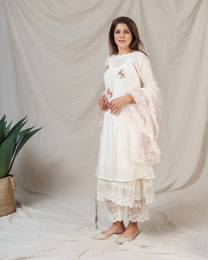 Magnolia white ensemble ( with dupatta) - Naaz By Noor