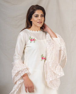 Magnolia white ensemble ( with dupatta) - Naaz By Noor