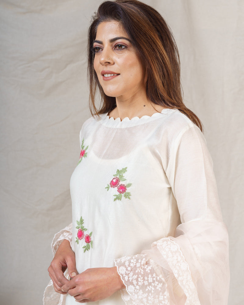Magnolia white ensemble ( with dupatta) - Naaz By Noor