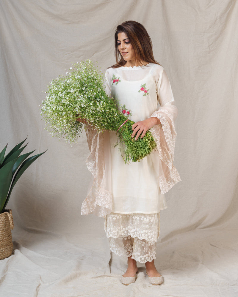 Magnolia white ensemble ( with dupatta) - Naaz By Noor