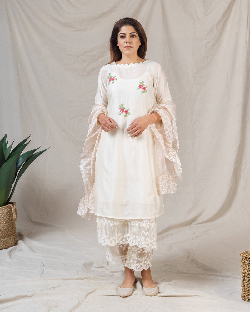 Magnolia white ensemble ( with dupatta) - Naaz By Noor