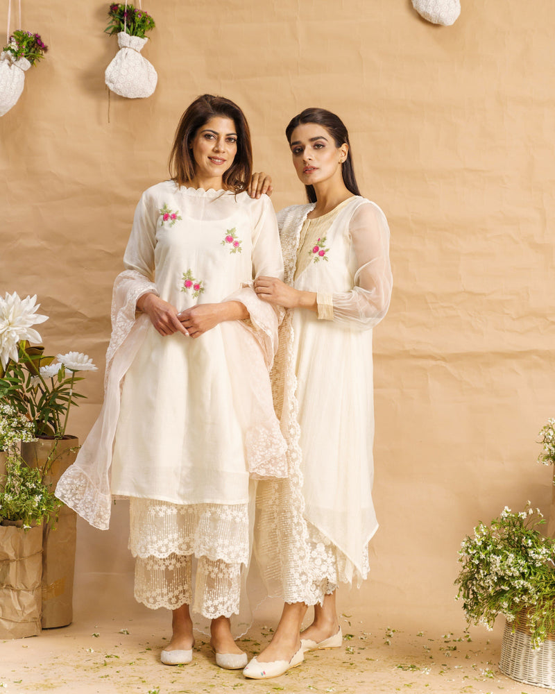 Magnolia white ensemble ( without dupatta) - Naaz By Noor