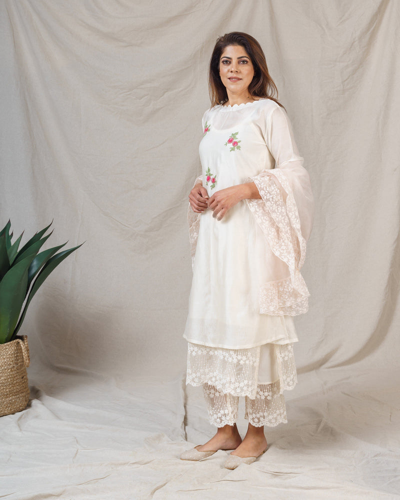 Magnolia white ensemble ( without dupatta) - Naaz By Noor