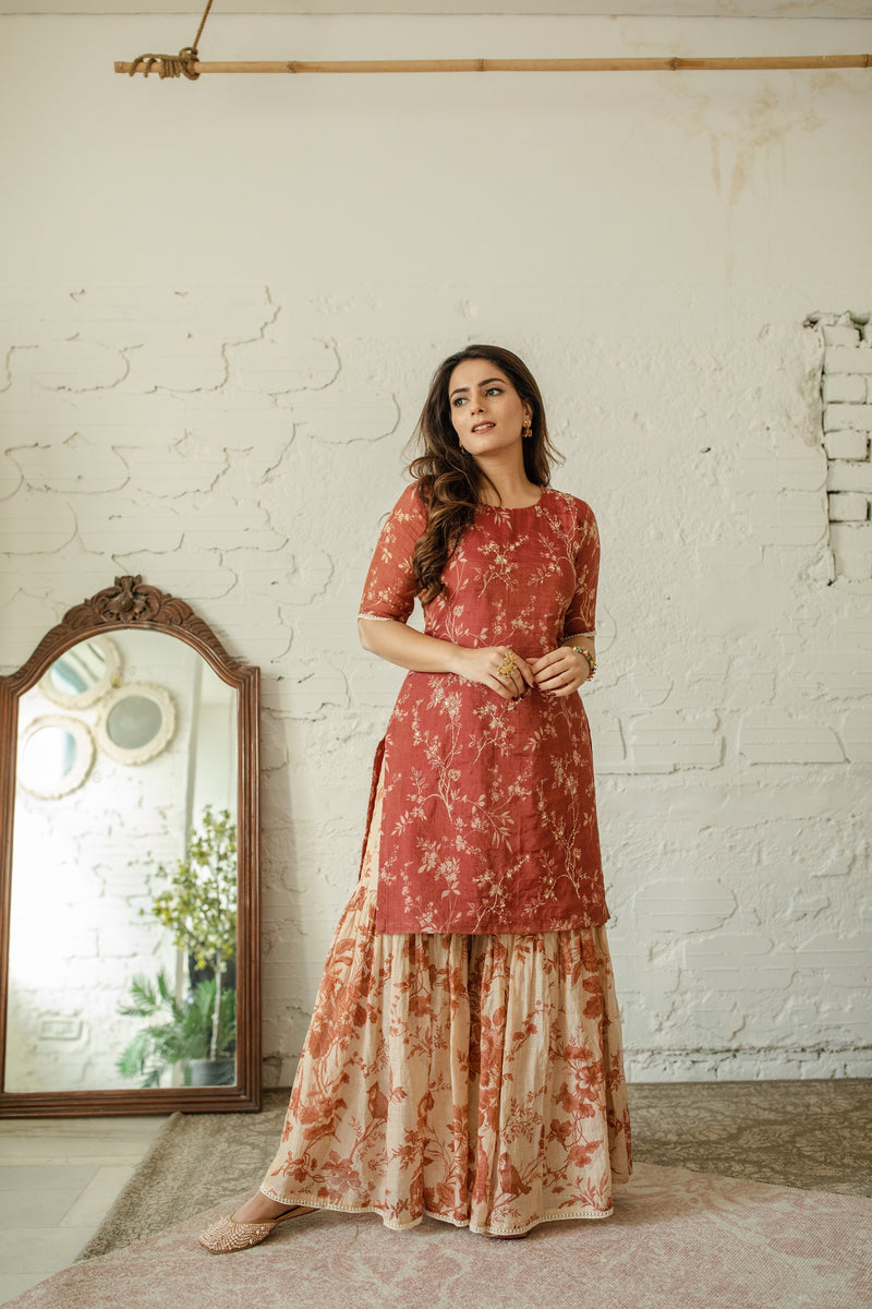 Meethi Reet Lal Mithas - set of 2 - kurta and sharara Naaz By Noor 