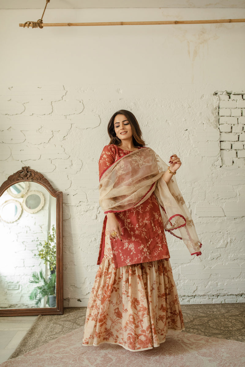 Meethi Reet Lal Mithas - set of 2 - kurta and sharara Naaz By Noor 