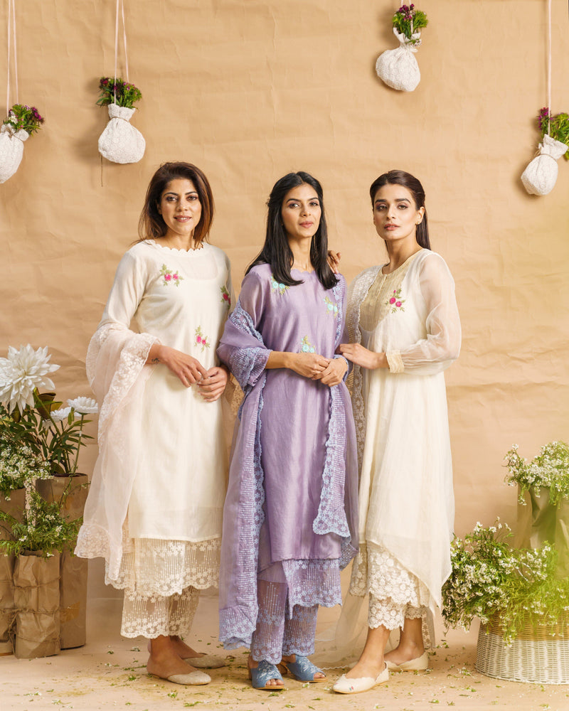 Opal lavender ensemble( with dupatta ) - Naaz By Noor