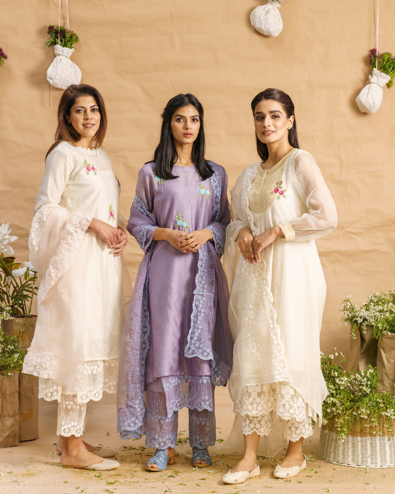 Opal lavender ensemble( with dupatta ) - Naaz By Noor