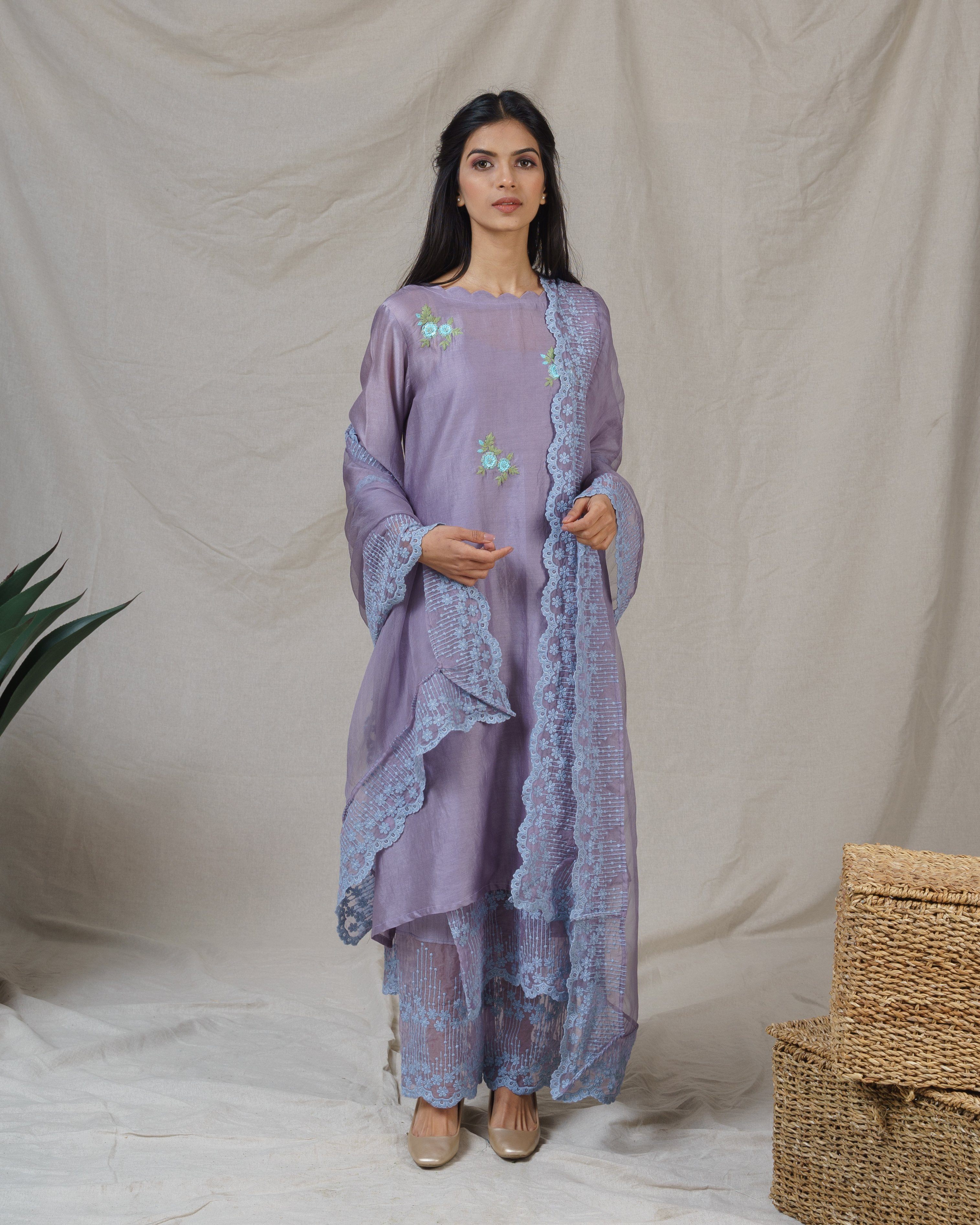 Opal lavender ensemble (without dupatta) - Naaz By Noor