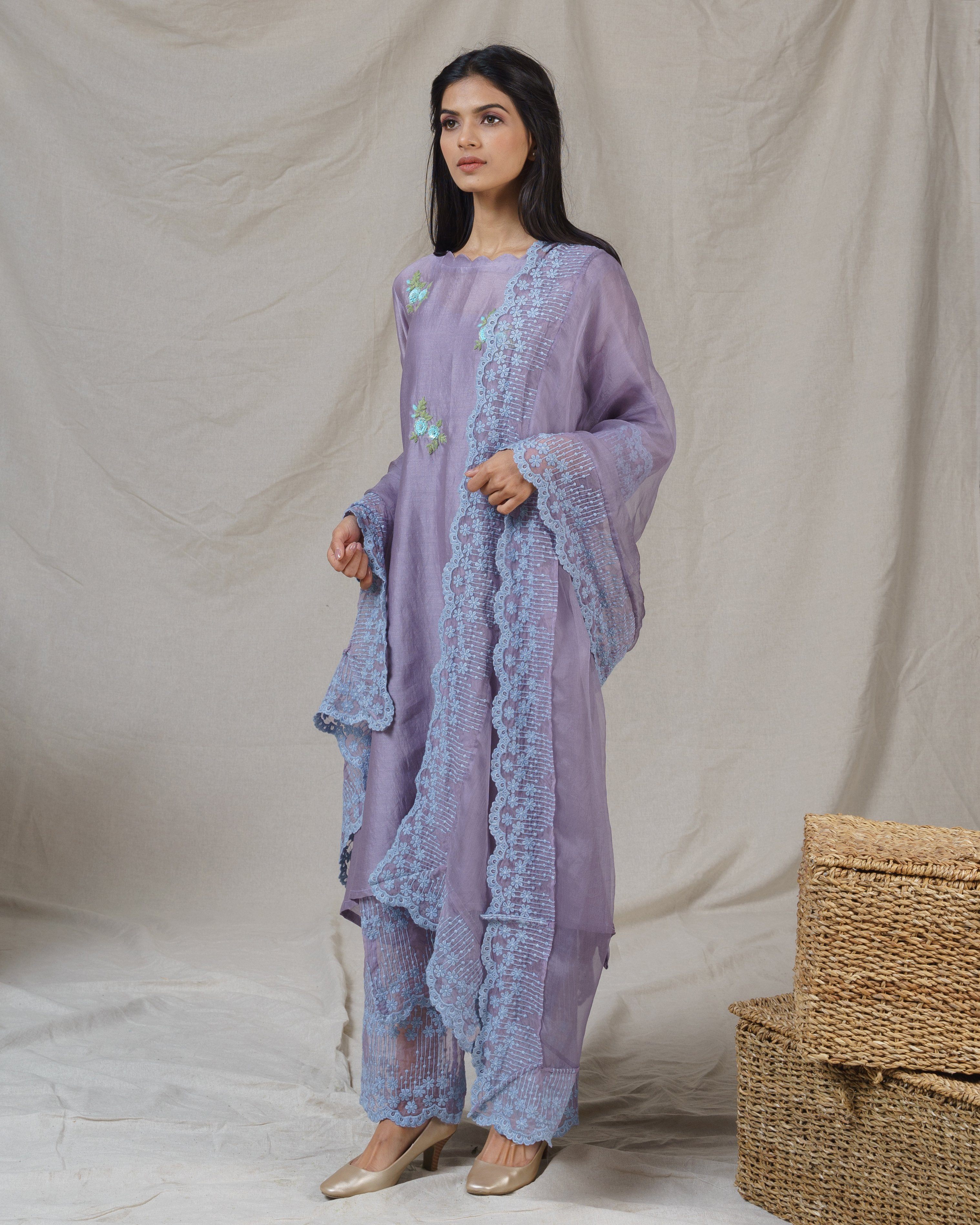 Opal lavender ensemble (without dupatta) - Naaz By Noor