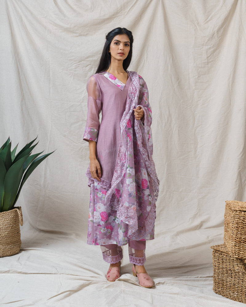 Opera Mauve ensemble-set of 2 ( without dupatta ) - Naaz By Noor