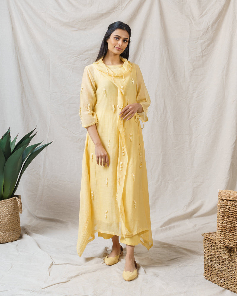 Pale yellow iris ensemble ( with dupatta ) - Naaz By Noor