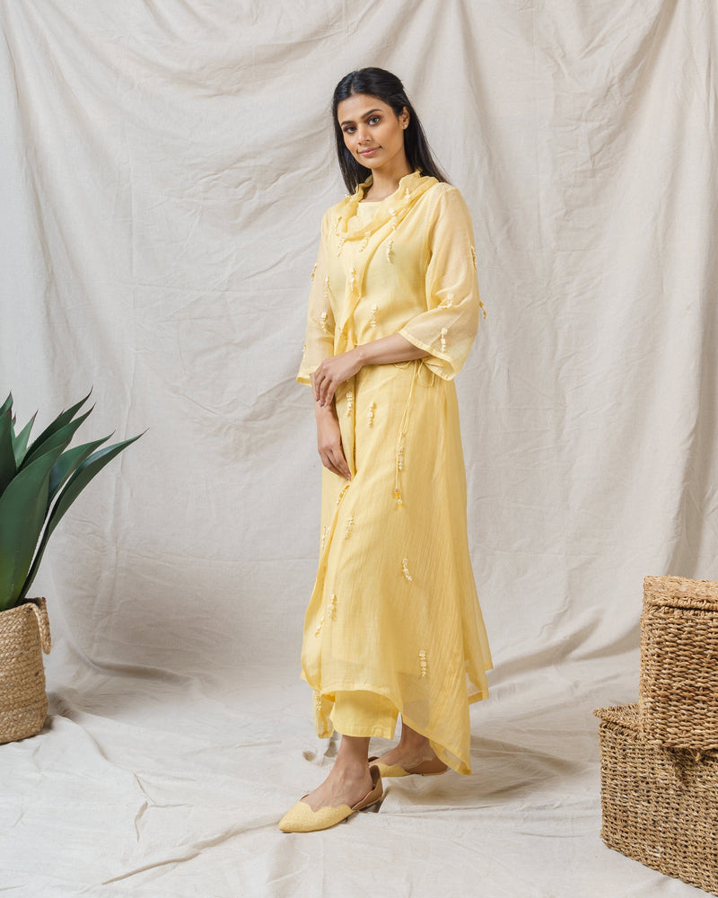 Pale yellow iris ensemble ( with dupatta ) - Naaz By Noor