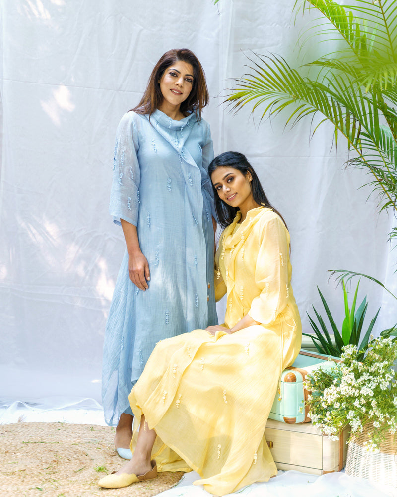 Pale yellow iris ensemble ( with dupatta ) - Naaz By Noor