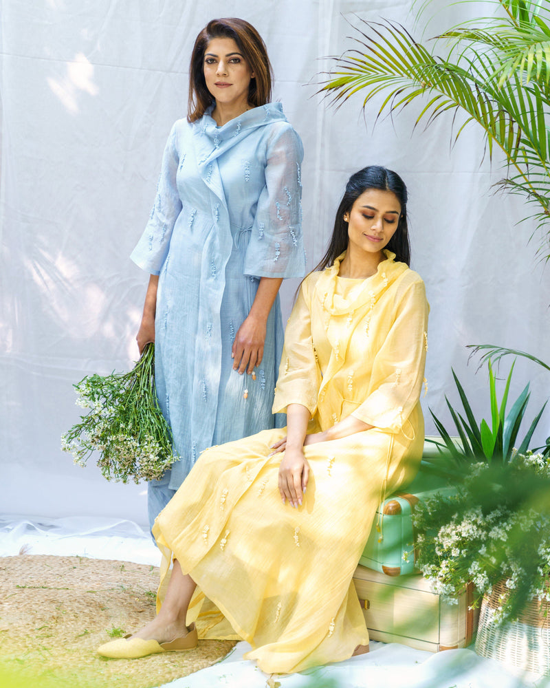 Pale yellow iris ensemble ( with dupatta ) - Naaz By Noor