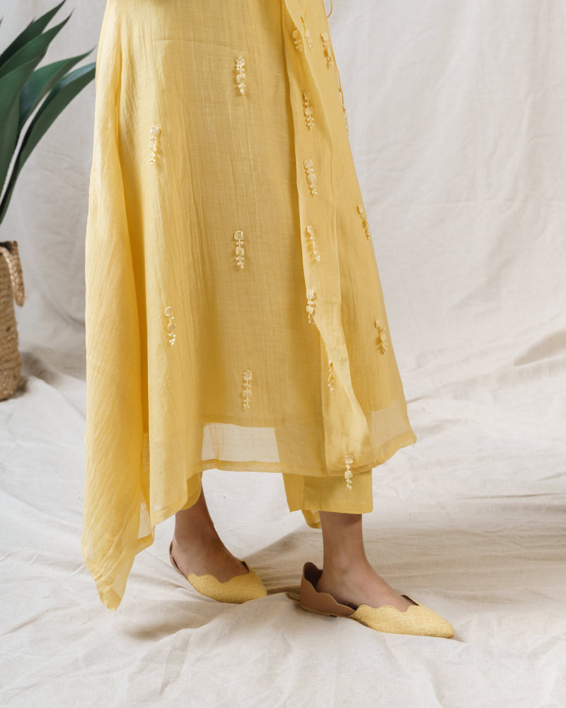 Pale yellow iris ensemble ( with dupatta ) - Naaz By Noor