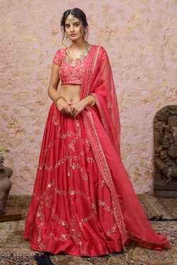 Paradise Pink Lehenga Set With Dupatta - Naaz By Noor