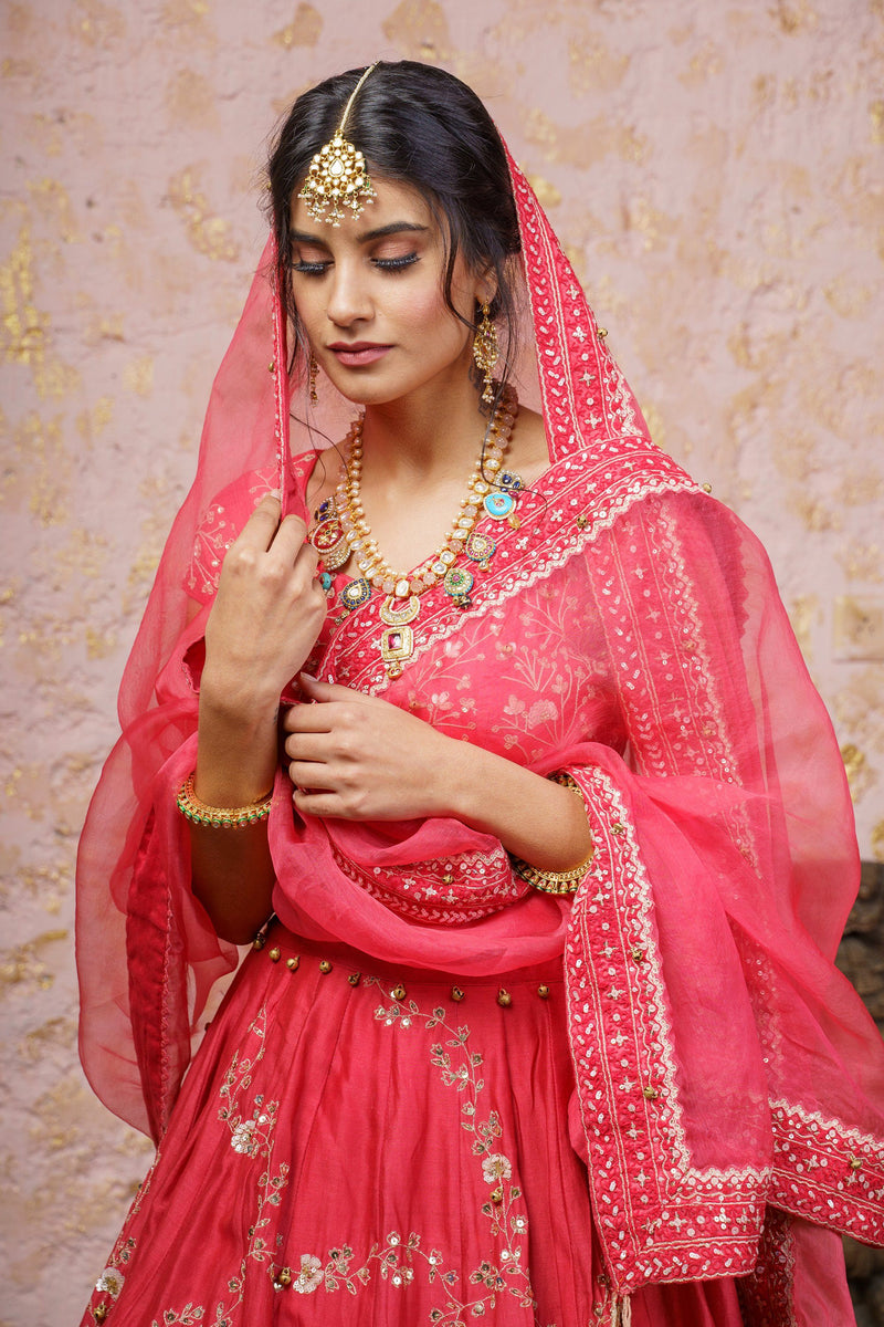 Paradise Pink Lehenga Set With Dupatta - Naaz By Noor