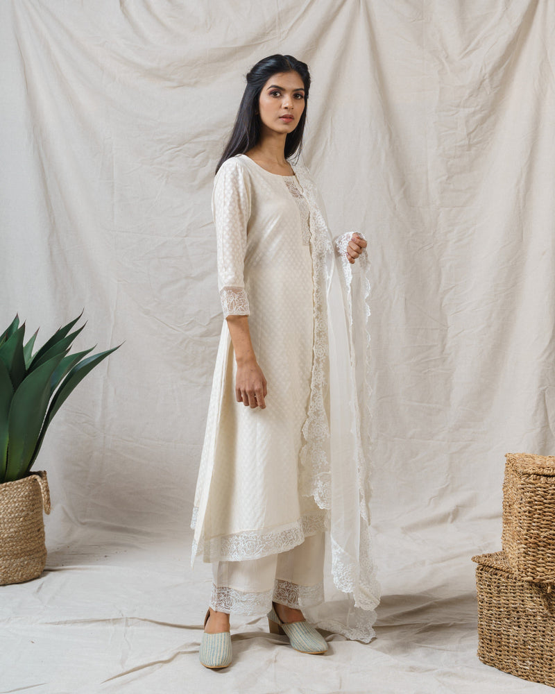 Pearl White ensemble-set of 3 - Naaz By Noor