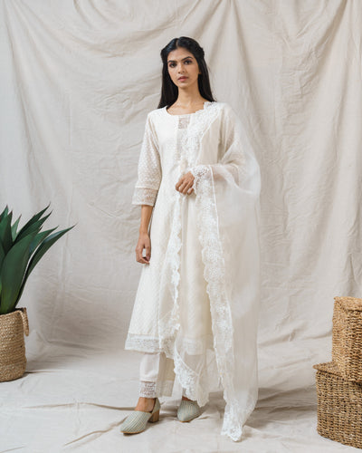 Pearl White ensemble-set of 3 - Naaz By Noor