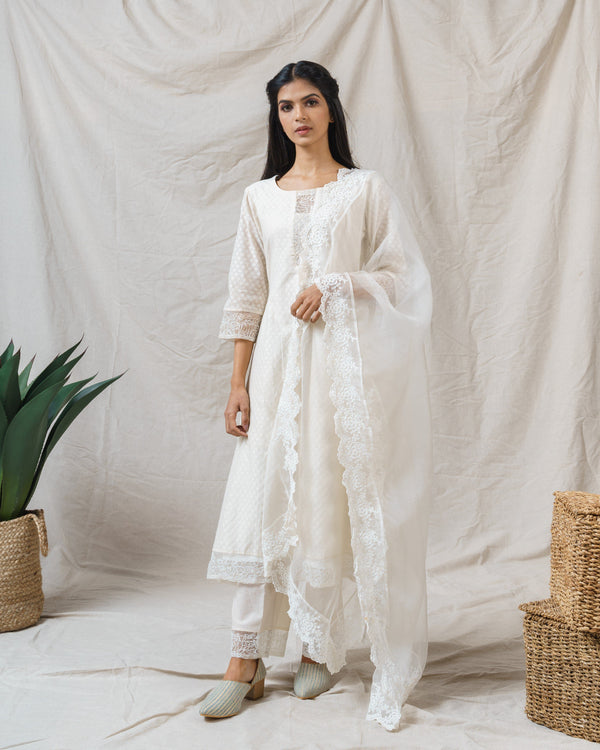 Pearl White ensemble-set of 3 - Naaz By Noor