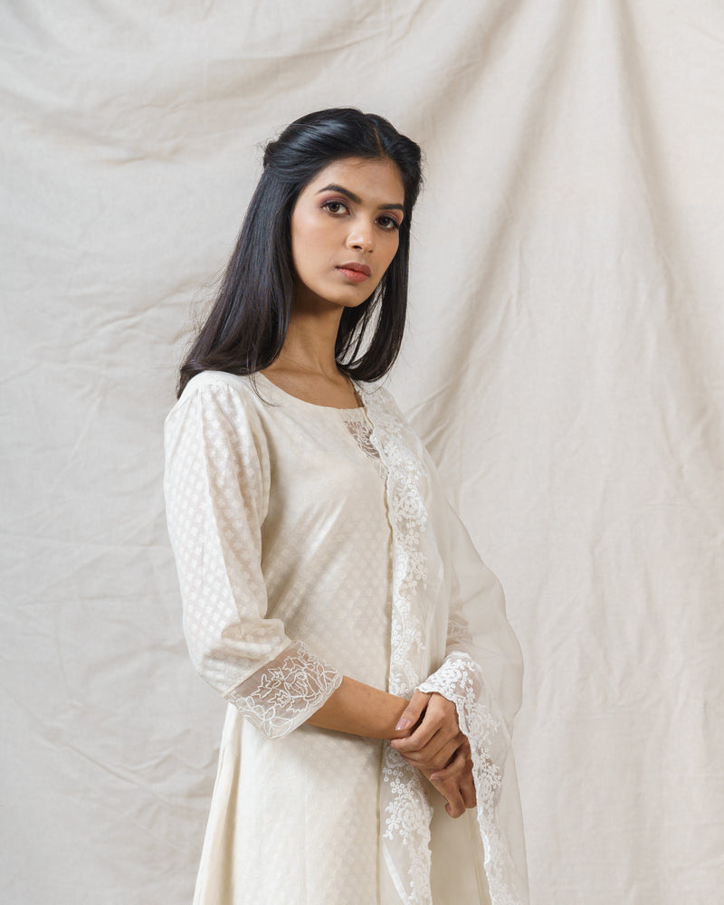 Pearl White ensemble-set of 3 - Naaz By Noor