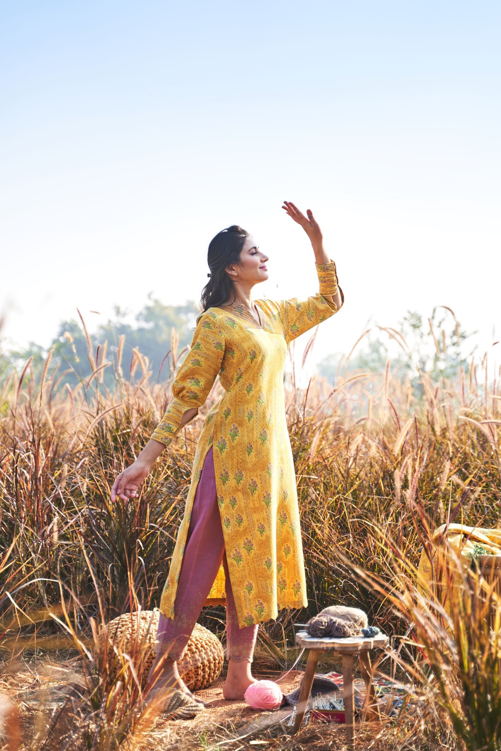 peeli bela- set of 2 ( kurta with pants) Naaz By Noor 