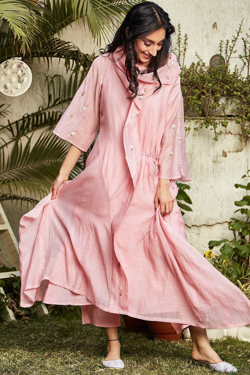 pink Cowl Dress ( only kurta ) - Naaz By Noor