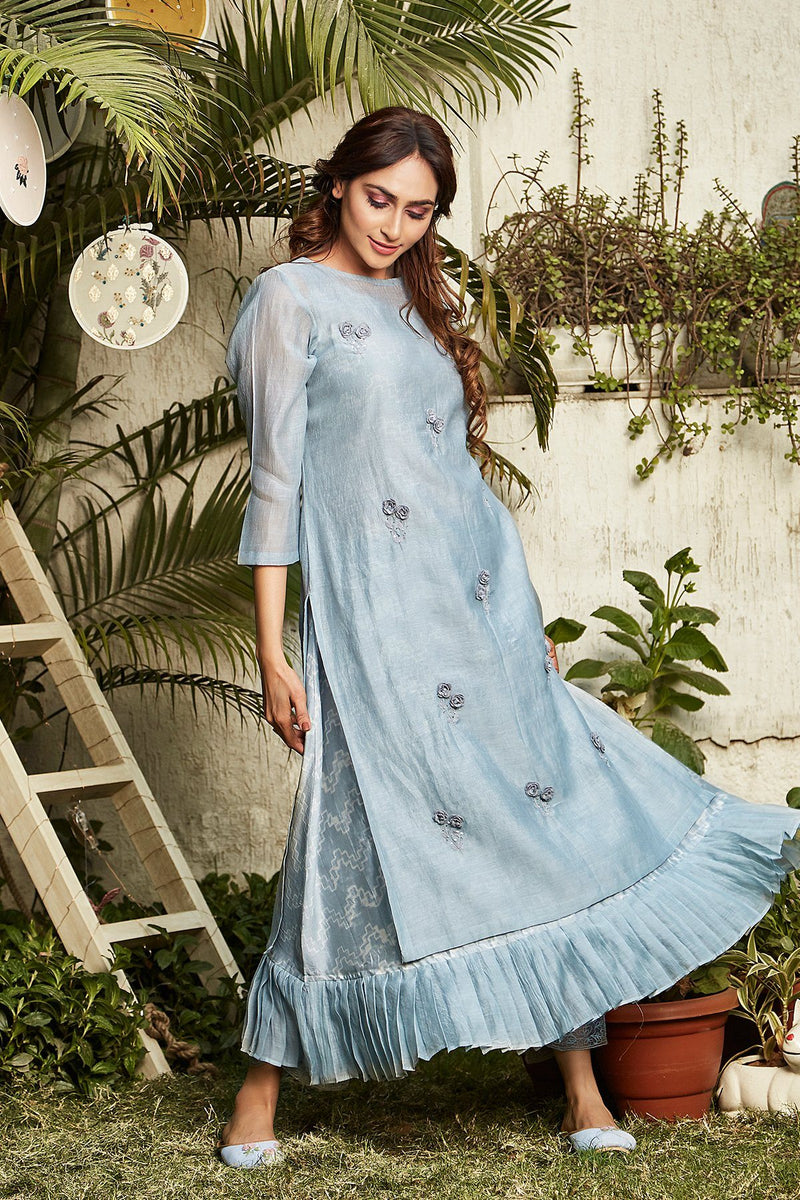 Powder Blue Dress - Naaz By Noor