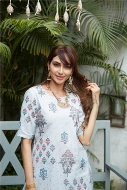 Powder Blue kurta with sharara and dupatta - Naaz By Noor