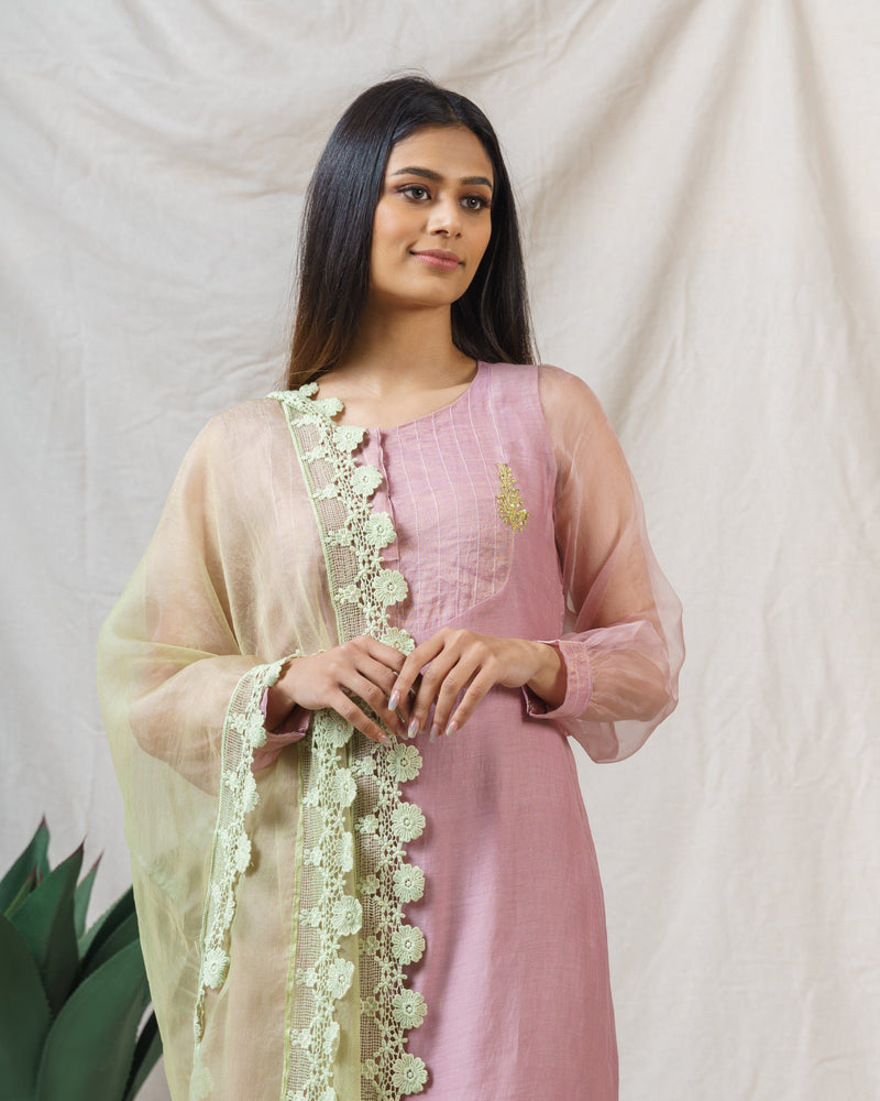 LAVENDER AND MINT GREEN ENSEMBLE - Naaz By Noor