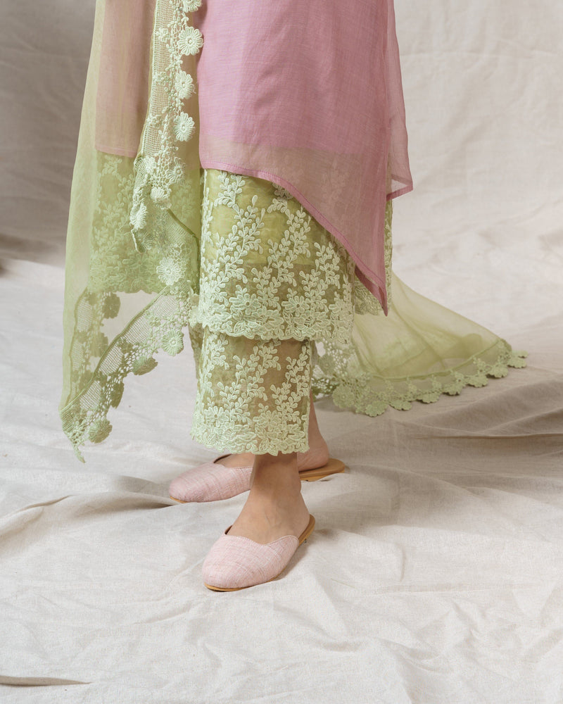 LAVENDER AND MINT GREEN ENSEMBLE - Naaz By Noor