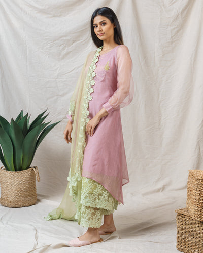 LAVENDER AND MINT GREEN ENSEMBLE - Naaz By Noor