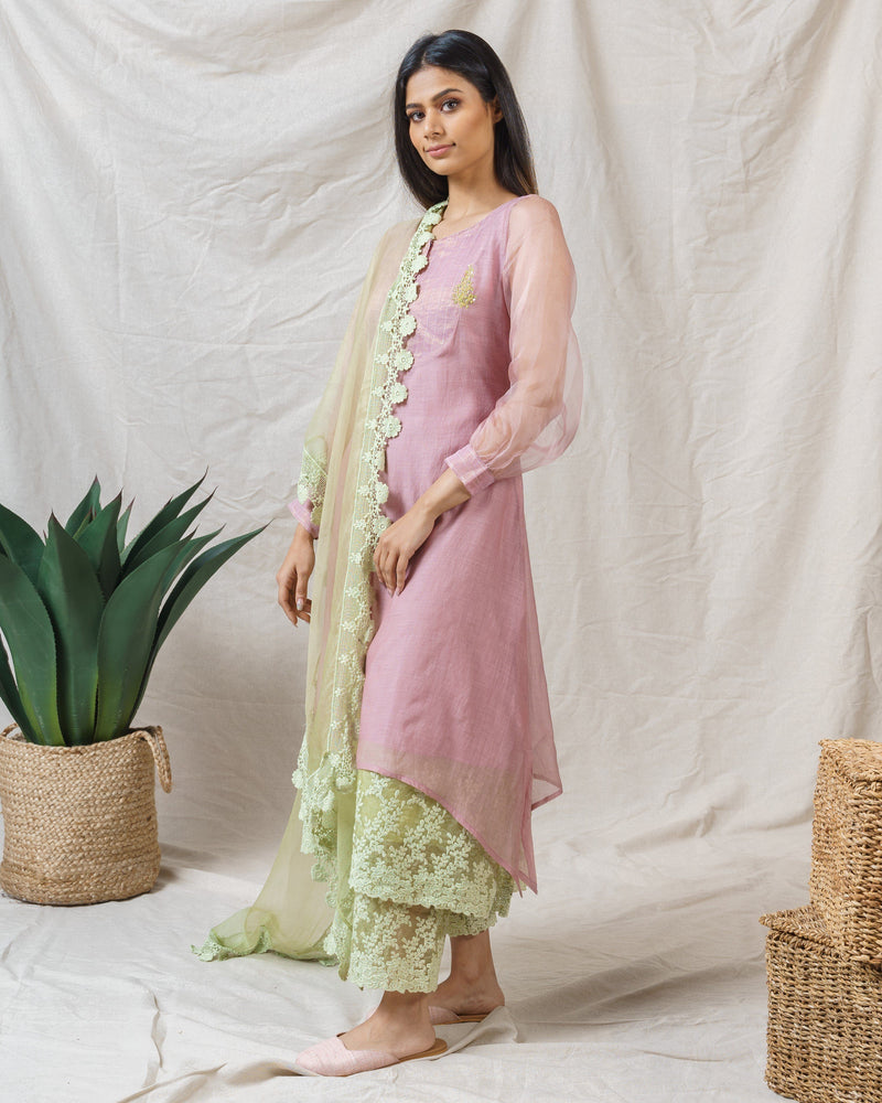 LAVENDER AND MINT GREEN ENSEMBLE - Naaz By Noor