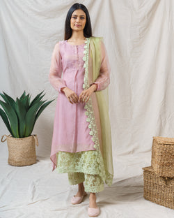 LAVENDER AND MINT GREEN ENSEMBLE - Naaz By Noor