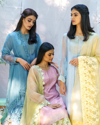 LAVENDER AND MINT GREEN ENSEMBLE - Naaz By Noor