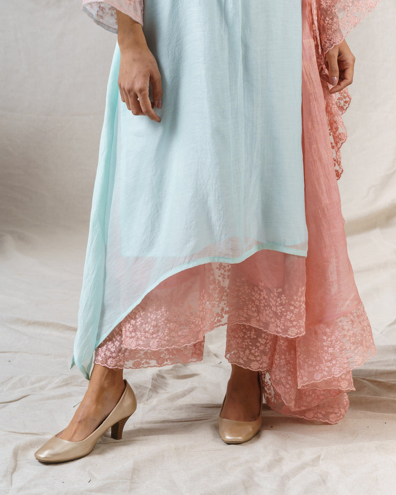 BLUSH PINK AND FROST BLUE ENSEMBLE - Naaz By Noor