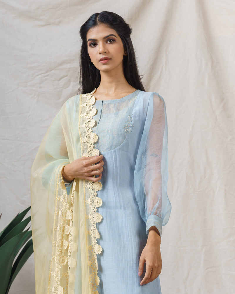 FROST BLUE AND YELLOW IRIS ENSEMBLE - Naaz By Noor